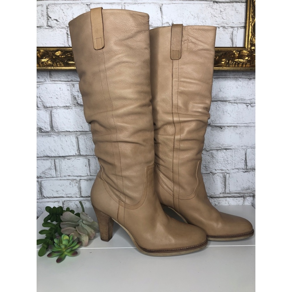 Via Spiga “Forte” Cream Slouchy Leather Boots